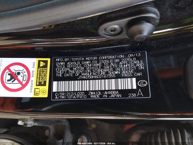 2013 LEXUS CT 200H JTHKD5BH6D2167355 Photo 8
