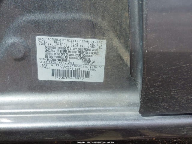 3N1CN7AP4GL908714 Nissan Versa 1.6 S+