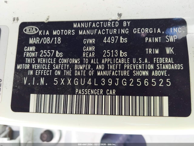 5XXGU4L39JG256525 KIA OPTIMA EX