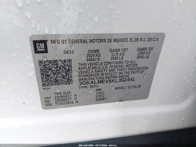 2019 Gmc Terrain Sle მანქანა იყიდება აუქციონზე, vin: 3GKALMEV5KL362441, აუქციონის ნომერი: 44412555