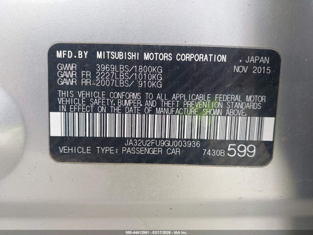 2016 MITSUBISHI LANCER JA32U2FU9GU003936 Photo 8