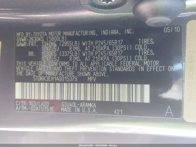 2010 TOYOTA HIGHLANDER 5TDKK3EH1AS015379 Photo 8