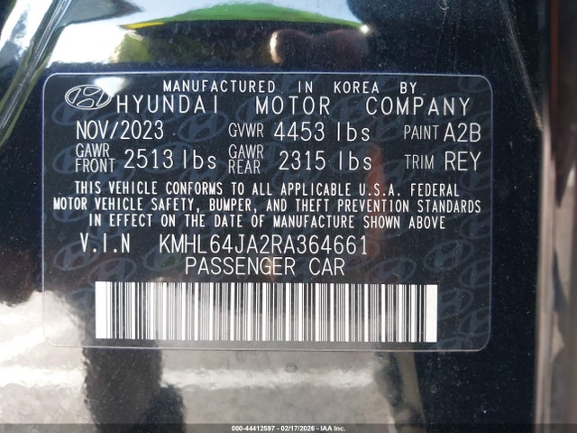 KMHL64JA2RA364661 Hyundai SONATA SEL