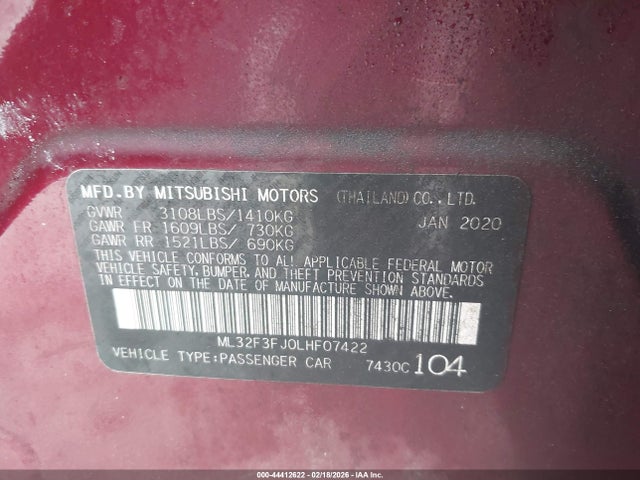 2020 MITSUBISHI MIRAGE G4 ML32F3FJ0LHF07422 Photo 8