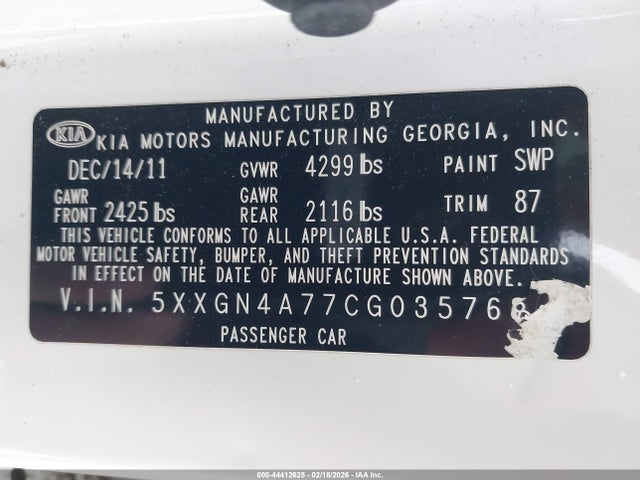 2012 KIA OPTIMA 5XXGN4A77CG035768 Photo 8
