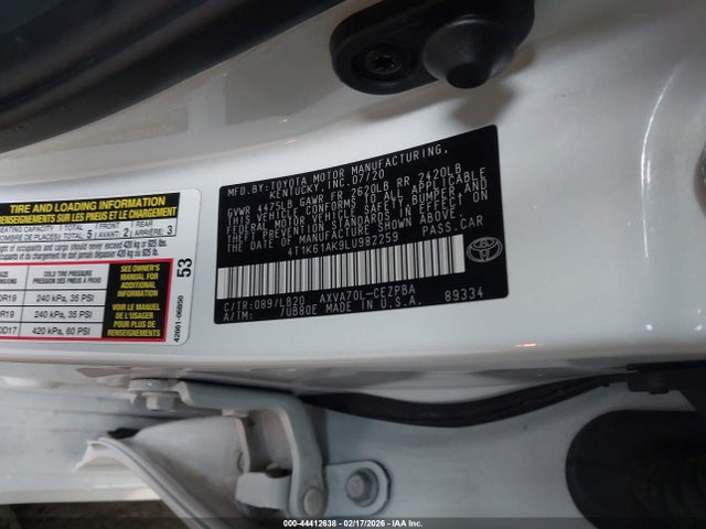 4T1K61AK9LU982259 Toyota CAMRY XSE