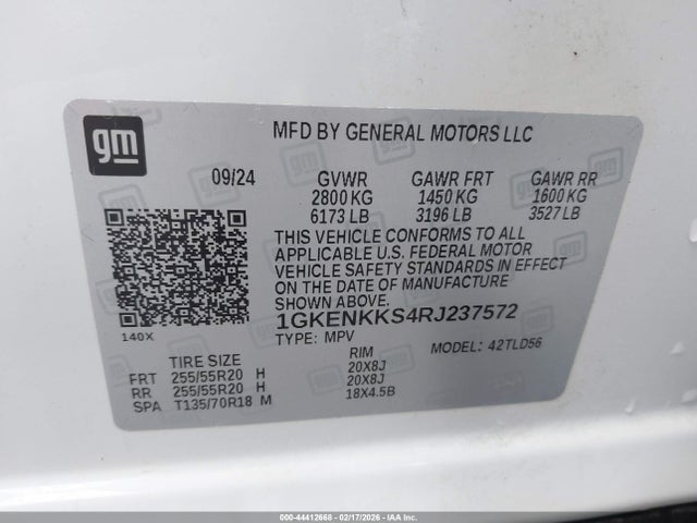44412668 :رقم المزاد ، 1GKENKKS4RJ237572 vin ، 2024 Gmc Acadia Fwd Elevation مزاد بيع