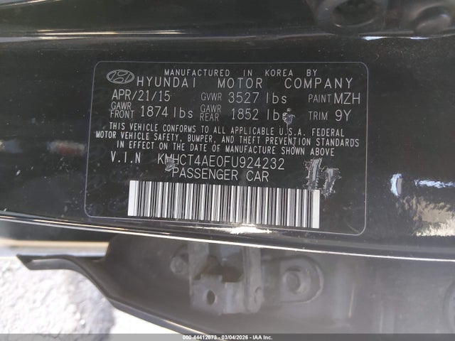 Aukcja sprzedaży 2015 Hyundai Accent Gls, vin: KMHCT4AE0FU924232, numer aukcji: 44412673