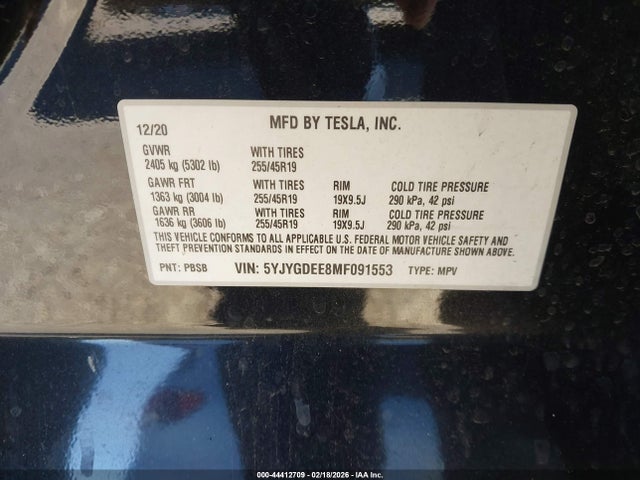 5YJYGDEE8MF091553 Tesla Model Y Long Range Dual Motor All-wheel Drive