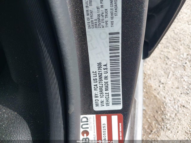 44412711 :رقم المزاد ، 1C6RREJT6NN217606 vin ، 2022 Ram 1500 Laramie  4x2 5'7 Box مزاد بيع