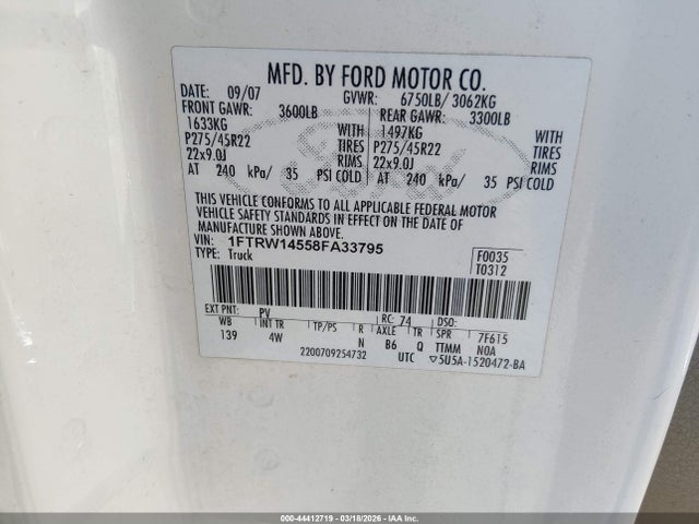2008 FORD F-150 1FTRW14558FA33795 Photo 8