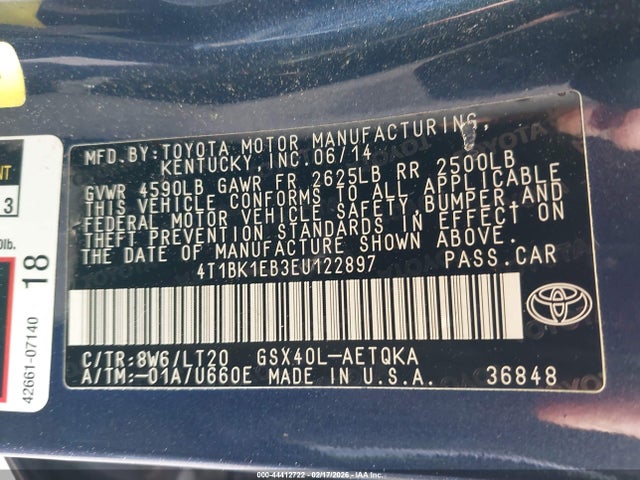 4T1BK1EB3EU122897 Toyota Avalon Xle Touring