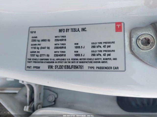 2018 TESLA MODEL 3 5YJ3E1EB8JF094761 Photo 8