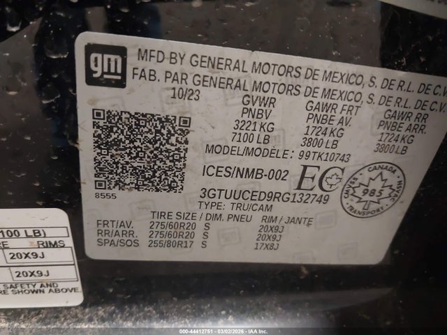 Продаж на аукціоні авто 2024 Gmc Sierra 1500 Elevation, vin: 3GTUUCED9RG132749, номер лоту: 44412751