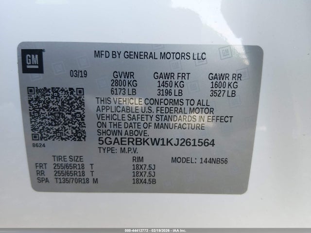Aukcja sprzedaży 2019 Buick Enclave Fwd Essence, vin: 5GAERBKW1KJ261564, numer aukcji: 44412772
