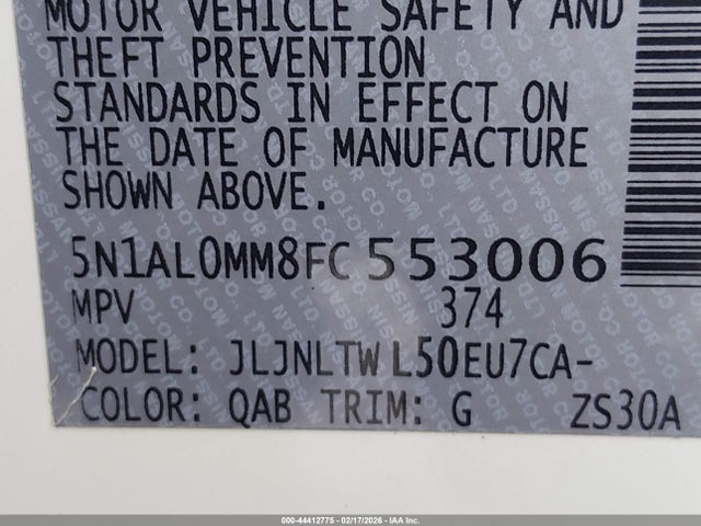 5N1AL0MM8FC553006 Infiniti QX60