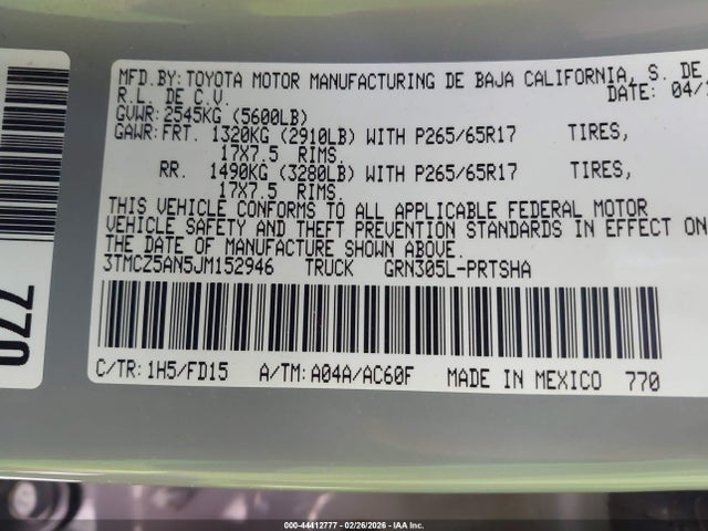 3TMCZ5AN5JM152946 Toyota Tacoma Trd Sport