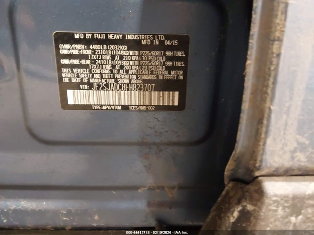 2015 Subaru Forester 2.5i Premium მანქანა იყიდება აუქციონზე, vin: JF2SJADC8FH823707, აუქციონის ნომერი: 44412788