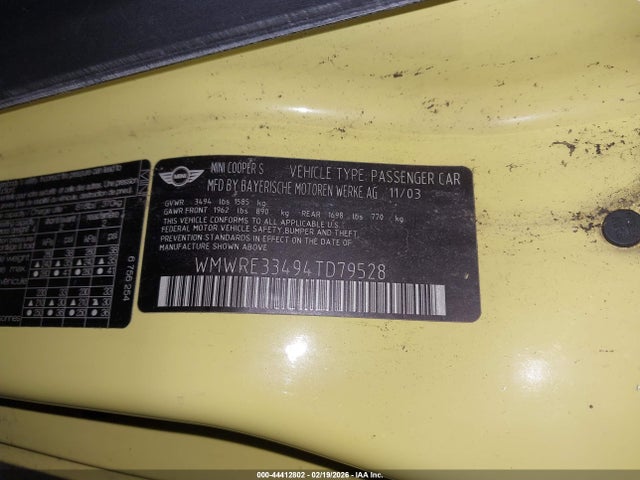 2004 MINI COOPER S WMWRE33494TD79528 Photo 8