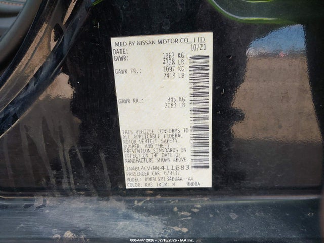 1N4BL4CV7MN411683 Nissan Altima Sr Fwd