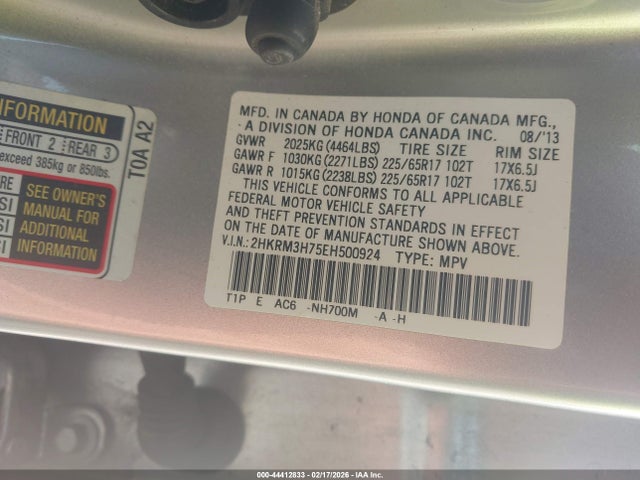 2HKRM3H75EH500924 Honda Cr-v Ex-l