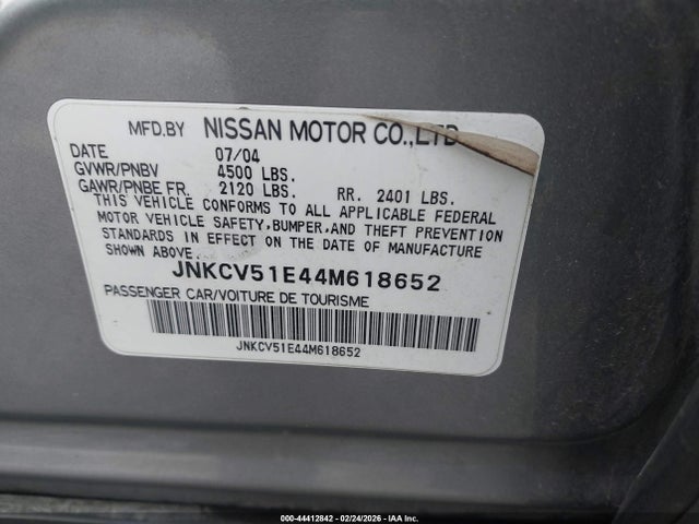 Продажа на аукционе авто 2004 Infiniti G35, vin: JNKCV51E44M618652, номер лота: 44412842
