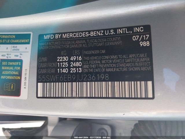 Продажа на аукционе авто 2018 Mercedes-benz Amg C 43 4matic, vin: 55SWF6EB9JU236198, номер лота: 44412854