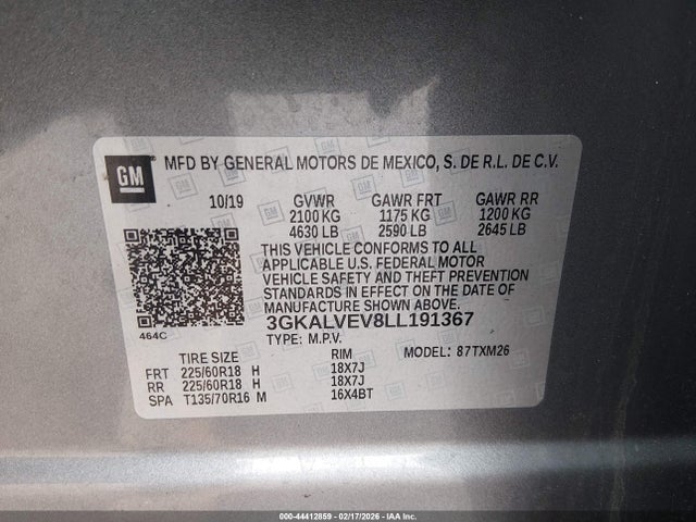 3GKALVEV8LL191367 GMC Terrain Awd Slt