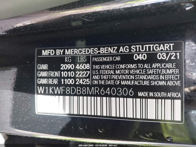 2021 MERCEDES-BENZ C 300 W1KWF8DB8MR640306 Photo 8