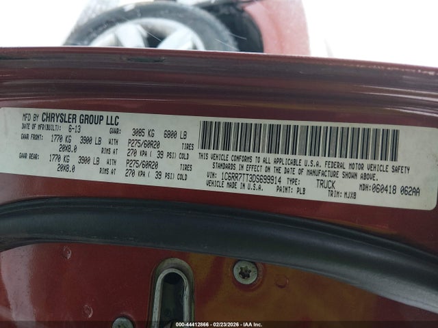 2013 Ram 1500 Big Horn მანქანა იყიდება აუქციონზე, vin: 1C6RR7TT3DS699914, აუქციონის ნომერი: 44412866