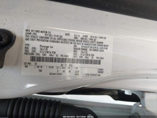 Продажа на аукционе авто 2016 Ford Focus Se, vin: 1FADP3K24GL320336, номер лота: 44412876