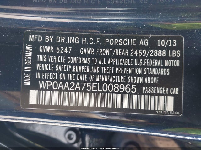 Aukcja sprzedaży 2014 Porsche Panamera 4, vin: WP0AA2A75EL008965, numer aukcji: 44412882