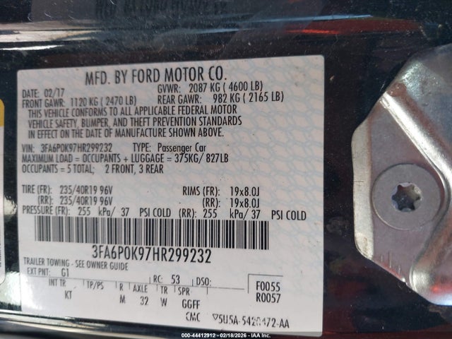 2017 FORD FUSION 3FA6P0K97HR299232 Photo 8