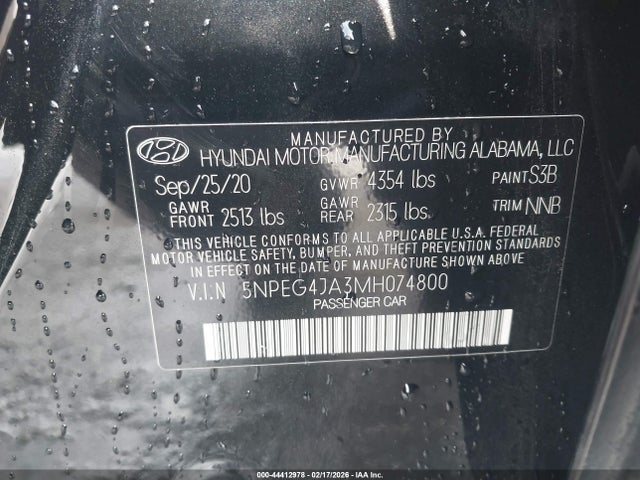 44412978 :رقم المزاد ، 5NPEG4JA3MH074800 vin ، 2021 Hyundai Sonata Se مزاد بيع