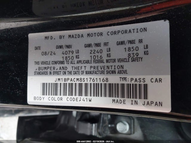 Продаж на аукціоні авто 2025 Mazda Mazda3 2.5 S Preferred, vin: JM1BPACM8S1761168, номер лоту: 44412992