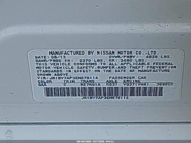 Продажа на аукционе авто 2014 Infiniti Q50 Premium, vin: JN1BV7AP3EM678114, номер лота: 44412996