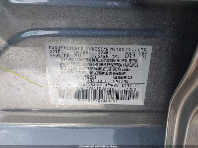 3N1AB8CV4SY323581 Nissan SENTRA SV