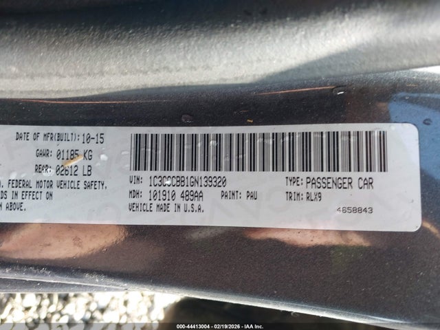 Aukcja sprzedaży 2016 Chrysler 200 S, vin: 1C3CCCBB1GN139320, numer aukcji: 44413004