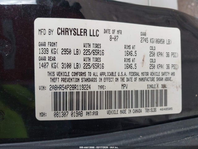 2008 CHRYSLER TOWN & COUNTRY 2A8HR54P28R119224 Photo 8