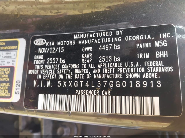 5XXGT4L37GG018913 KIA Optima Lx