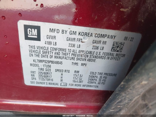 KL79MPS29PB048045 Chevrolet Trailblazer Fwd Lt