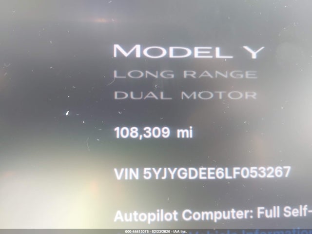 Aukcja sprzedaży 2020 Tesla Model Y Long Range Dual Motor All-wheel Drive, vin: 5YJYGDEE6LF053267, numer aukcji: 44413076