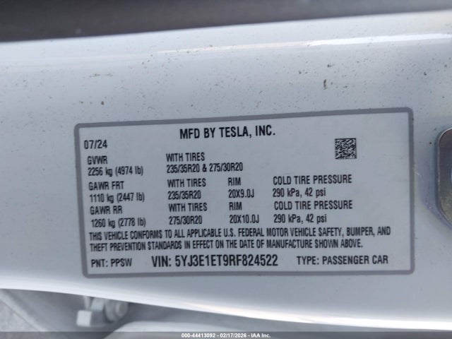 2024 TESLA MODEL 3 5YJ3E1ET9RF824522 Photo 8