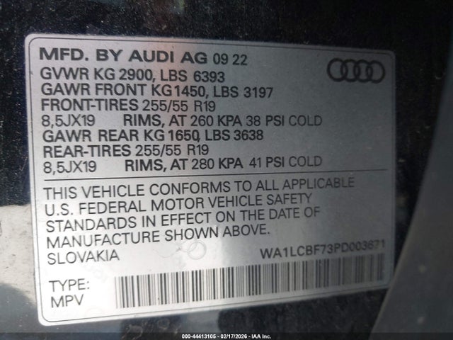 Aukcja sprzedaży 2023 Audi Q7 Premium Plus 45 Tfsi Quattro Tiptronic, vin: WA1LCBF73PD003671, numer aukcji: 44413105