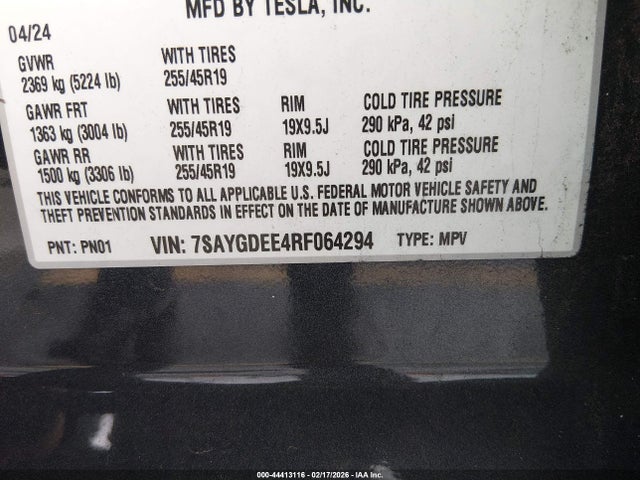 2024 TESLA MODEL Y 7SAYGDEE4RF064294 Photo 8