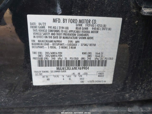 2022 FORD ECOSPORT MAJ6S3GL6NC469904 Photo 8