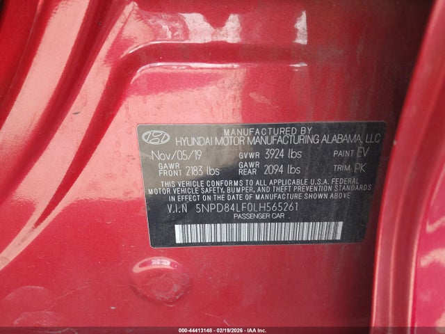 Aukcja sprzedaży 2020 Hyundai Elantra Sel, vin: 5NPD84LF0LH565261, numer aukcji: 44413148