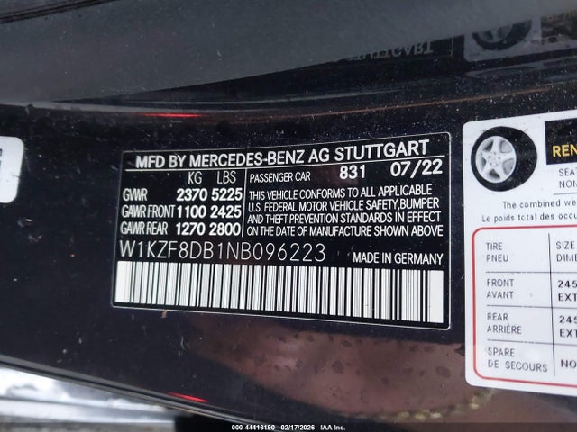 W1KZF8DB1NB096223 Mercedes-Benz E 350