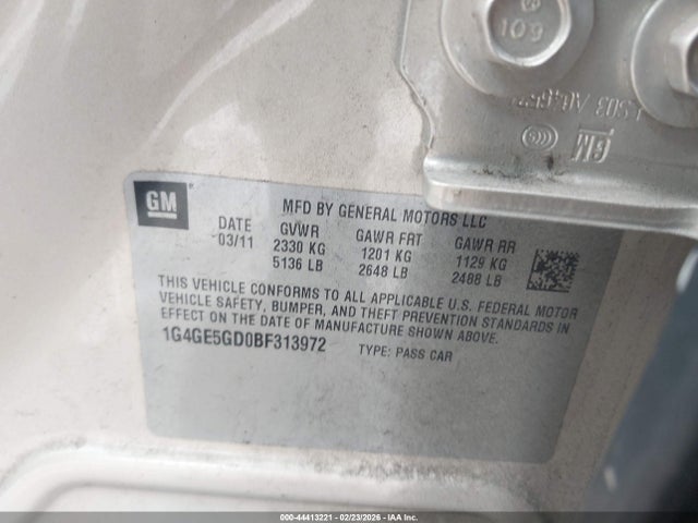 Продажа на аукционе авто 2011 Buick Lacrosse Cxs, vin: 1G4GE5GD0BF313972, номер лота: 44413221