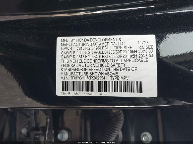 5FNYG1H78RB025541 Honda Pilot Touring